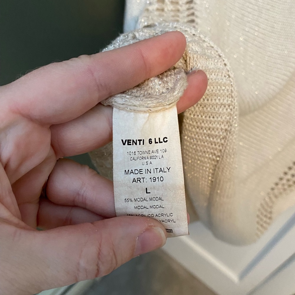 NWT Womens Venti6 Sweater. Silvery Ecru. Large. Peek-through. - Picture 3 of 6